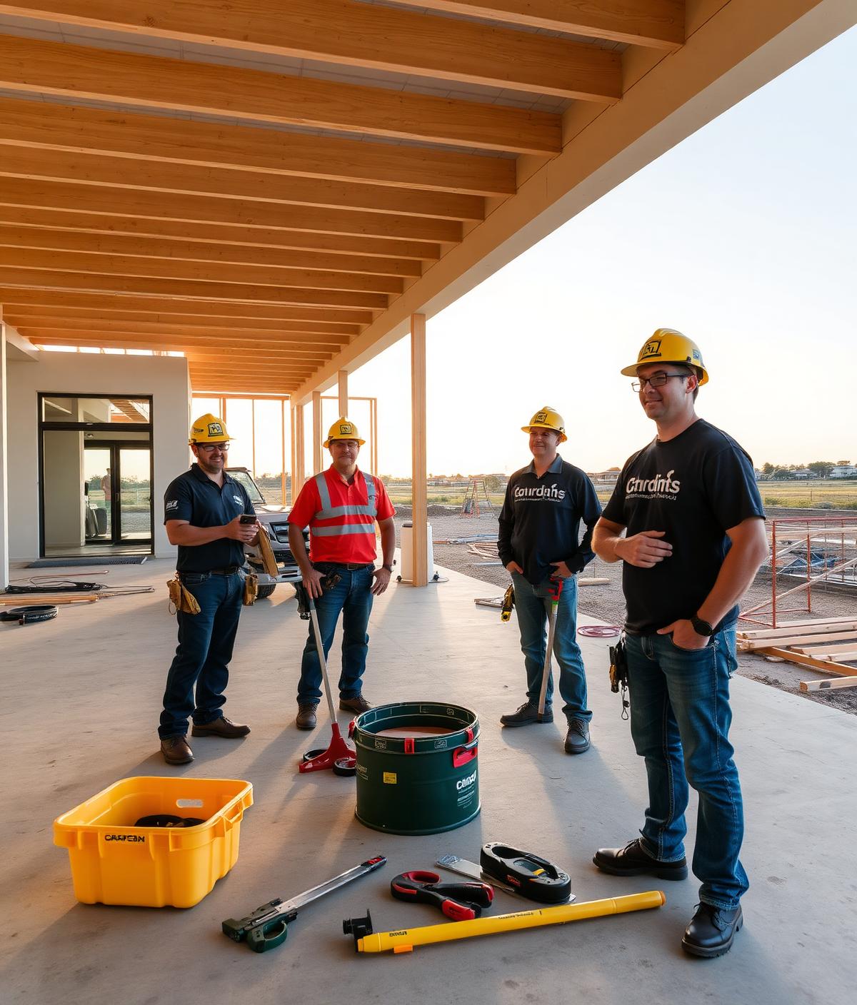 Treated Builders crew on an organized residential job site in Corpus Christi